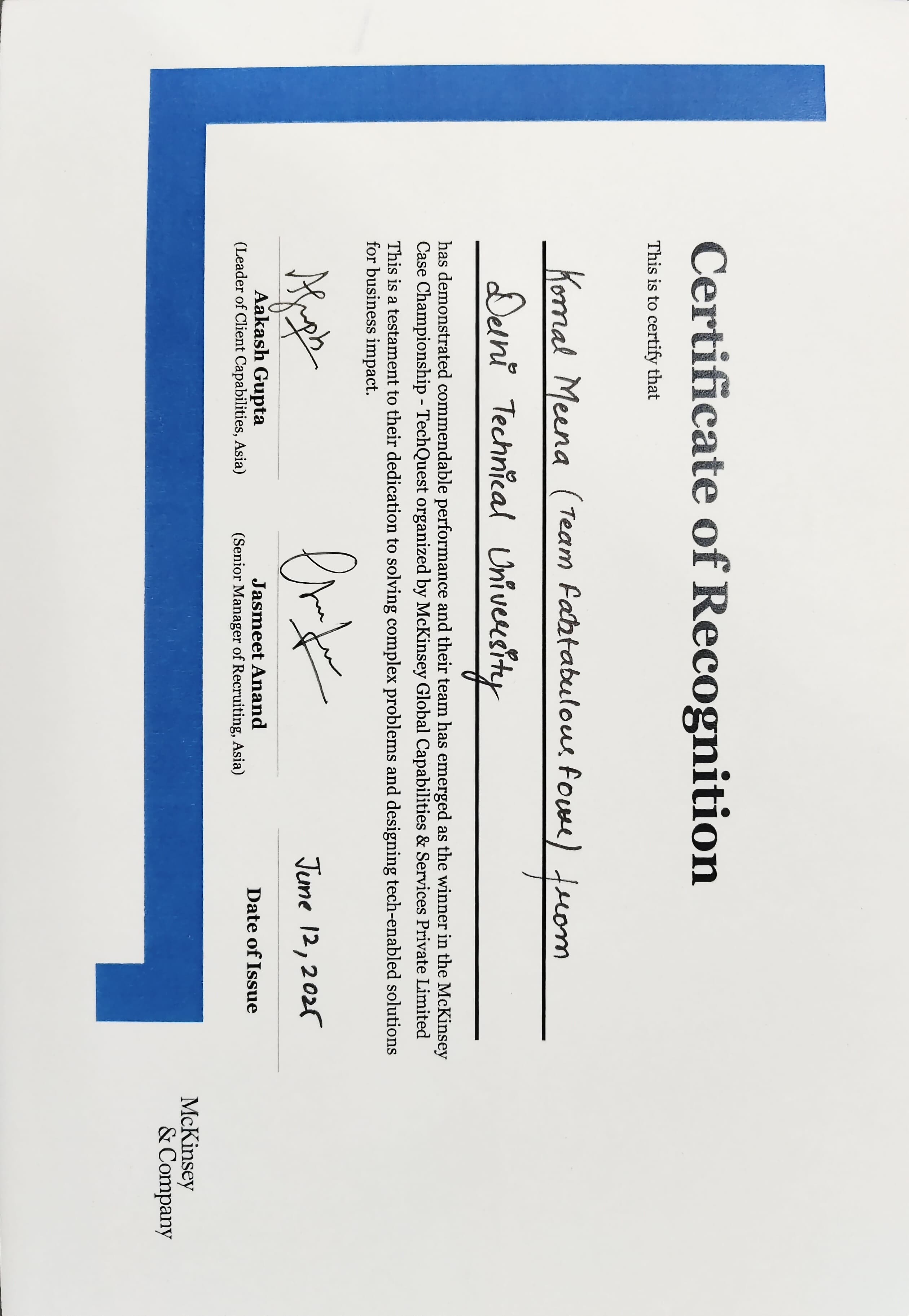 McKinsey Certificate